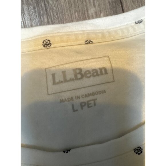 L.L. Bean Womens White Polka Dot T-Shirt L PET Soft Cotton Casual Top Round Neck - Picture 2 of 6
